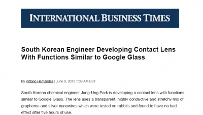 'South Korean Engineer Developing Contact Lens With Functions Similar to Google Glass' (미국 'Inter