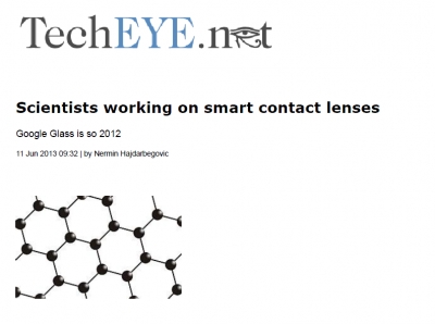 'Scientists working on smart contact lenses' (영국 'TechEYE.net'에 소개)	 