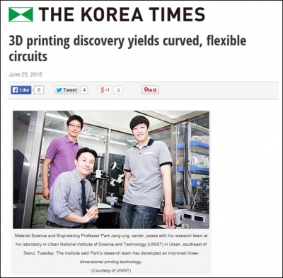 THE KOREA TIMES: 3D printing discovery yields curved, flexible circuits