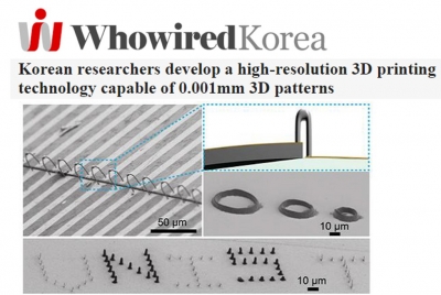 WhowiredKorea: Korean researchers develop a high-resolution 3D printing technology capable of 0.001mm 3D patterns