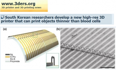 3D printer and 3D printing news: South Korean researchers develop a new high-res 3D printer that can print objects thinner than blood cells