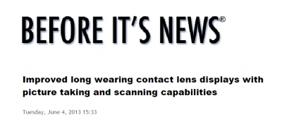 'Improved long wearing contact lens displays with picture taking and scanning capabilities' (미국 '