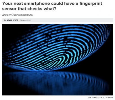 Goverment technology: Your next smarphone could have a fingerprint sensor that checks what?