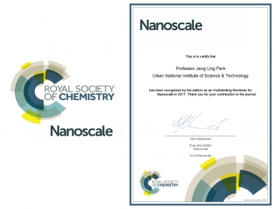 교수님께서 Nanoscale 저널의 Outstanding Reviewer로 선정되셨습니다!